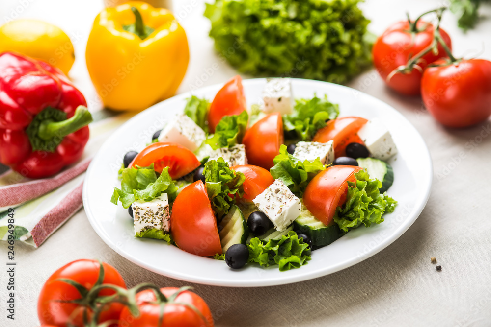 fresh greek salad with tomatoes and mozzarella fresh greek salad with tomatoes and mozzarella