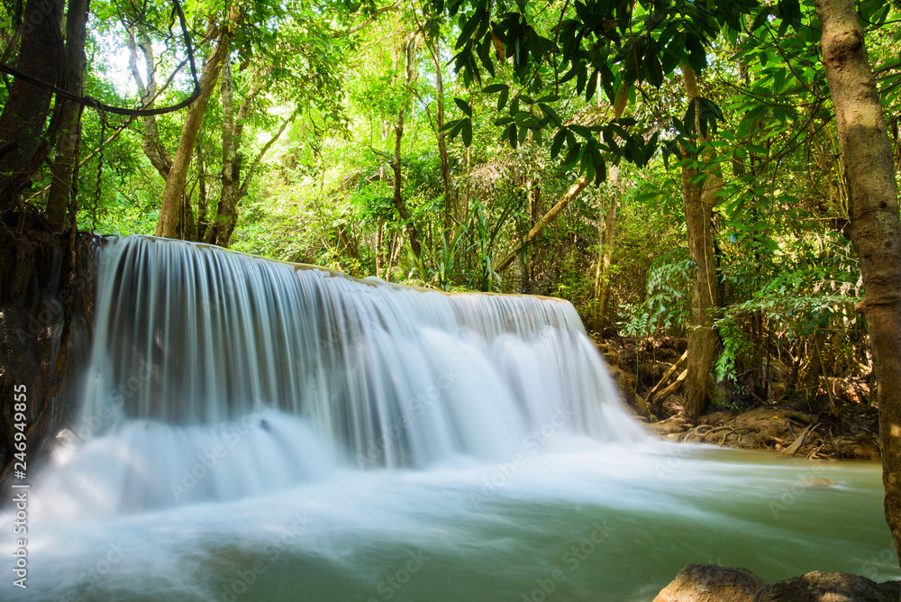 Huai Mae Khamin waterfall at Kanchanaburi , Thailand , beautiful waterfall, forest, Huai Mae Khamin waterfall at Kanchanaburi , Thailand , beautiful waterfall, forest,