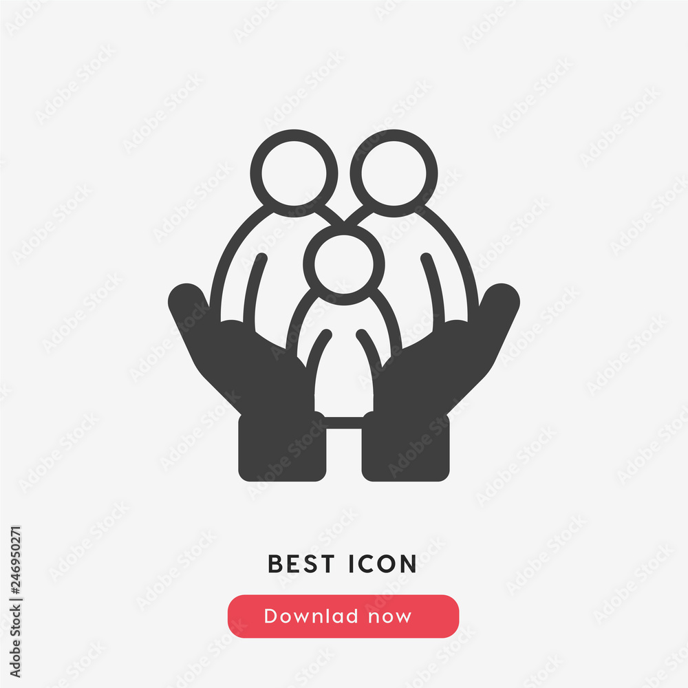 family icon. family vector symbol. Linear style sign for mobile concept and  web design. save family symbol illustration. Pixel vector graphics - Vector  vector de Stock