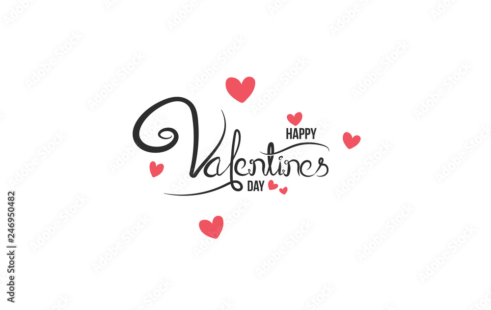 Happy Valentines Day Hand Drawn Text Graphic Vector Design