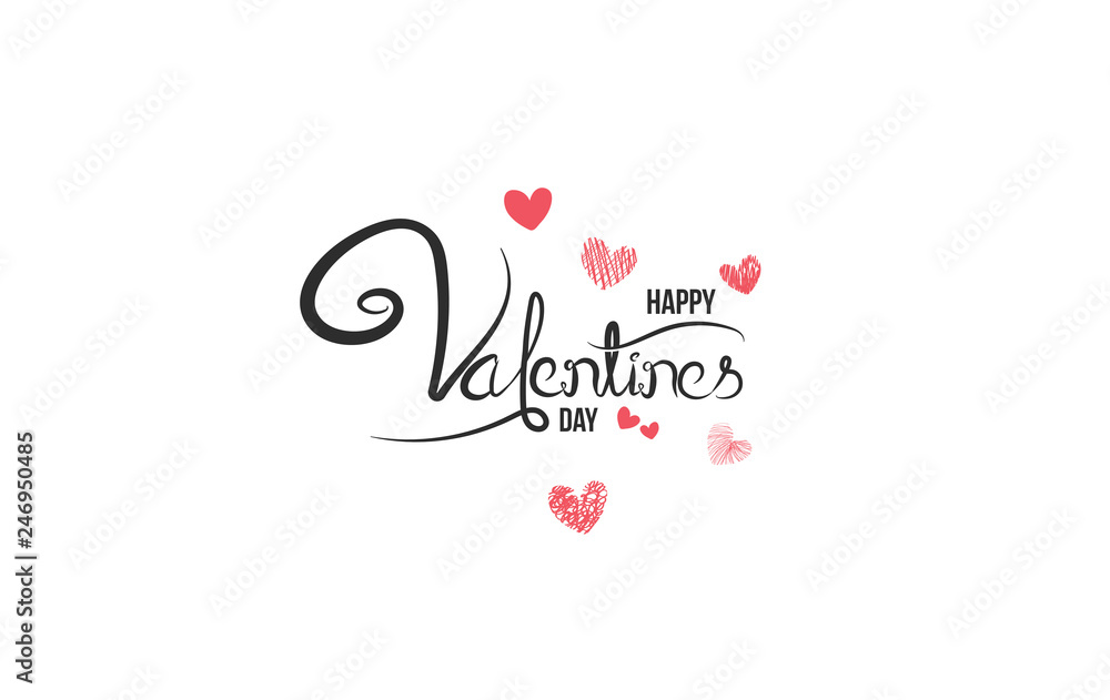 Happy Valentines Day Hand Drawn Text Graphic Vector Design Happy Valentines Day Hand Drawn Text Graphic Vector Design