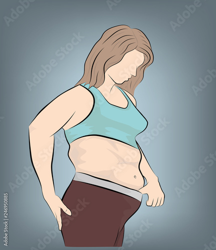 overweight. the problem of obesity. losing weight. vector illustration.