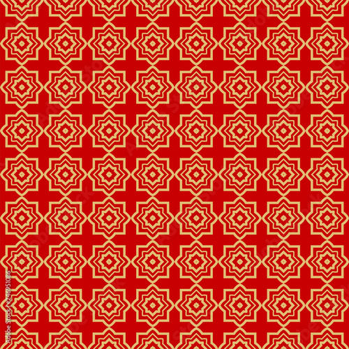 Repeating Geometric Pattern with Triangle, Zig Zag. Vector Background, Texture. For Design Invitation, Interior Wallpaper, Cover Card, Technologic Design. rED GOLD COLOR.