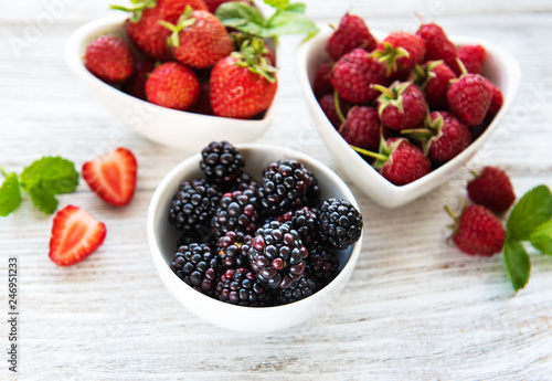 Bowls with summer berries