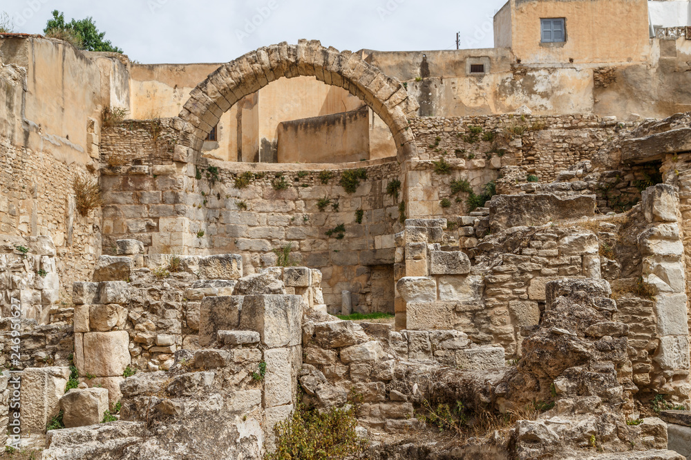 Roman ruins in the historic centre of El Kef, Tunisia