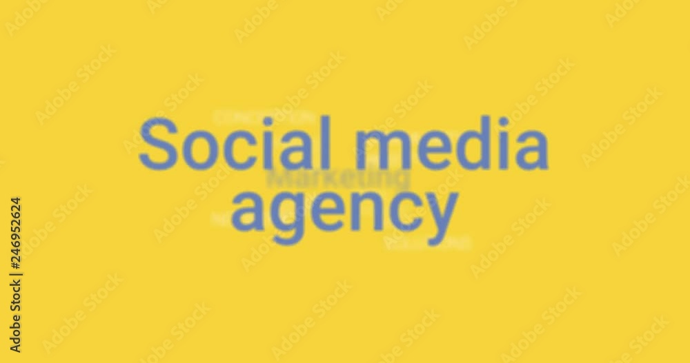 Video Animation showing the services of a social media agency (e.g. management, support, communication, optimization). Yellow background, blue text. Tag Cloud Video Animation showing the services of a social media agency (e.g. management, support, communication, optimization). Yellow background, blue text. Tag Cloud