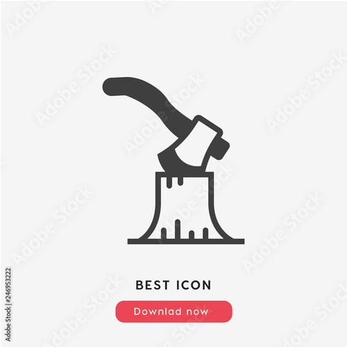 axe with wood icon vector