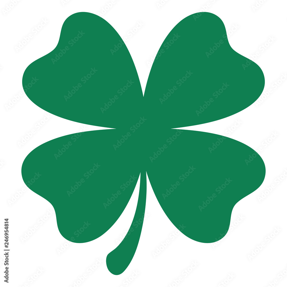 Green shamrock clover vector icon. St Patrick day symbol, leprechaun leaf sign. Shamrock clover isol Green shamrock clover vector icon. St Patrick day symbol, leprechaun leaf sign. Shamrock clover isol