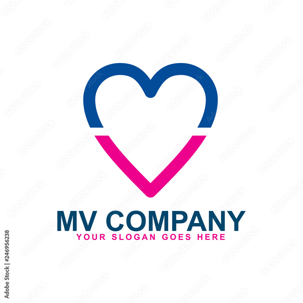 MV letter logo design vector template