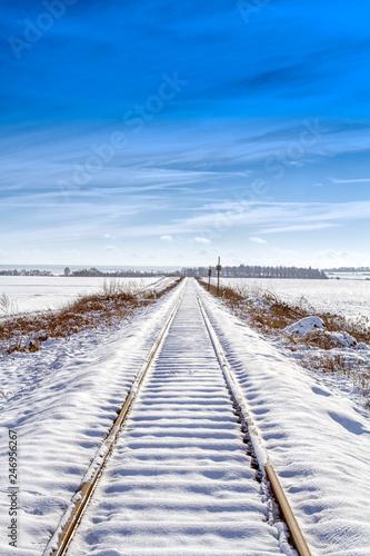 Bilde på lerret rail sous la neige