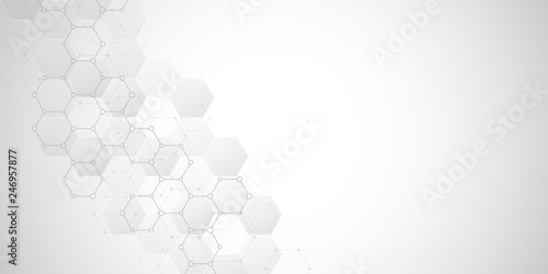 Geometric background texture with molecular structures and chemical engineering. Abstract background of hexagons pattern. © berCheck
