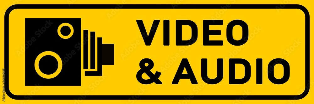 vss92 VideoSurveillanceSign vss - ks432 Kombi-Schild - english - bodycam  sign: text / video and audio - banner 3to1 xxl g7153 Stock Illustration |  Adobe Stock
