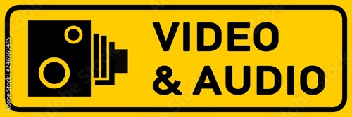 vss92 VideoSurveillanceSign vss - ks432 Kombi-Schild - english - bodycam sign: text / video and audio - banner 3to1 xxl g7153 photo