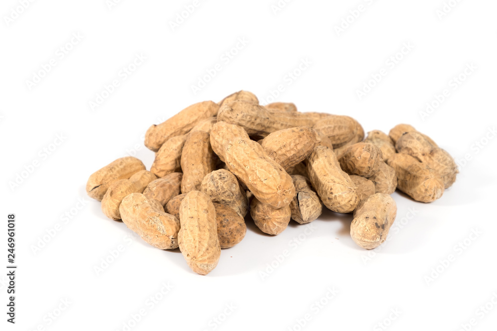 Raw tasty peanuts on white background Raw tasty peanuts on white background
