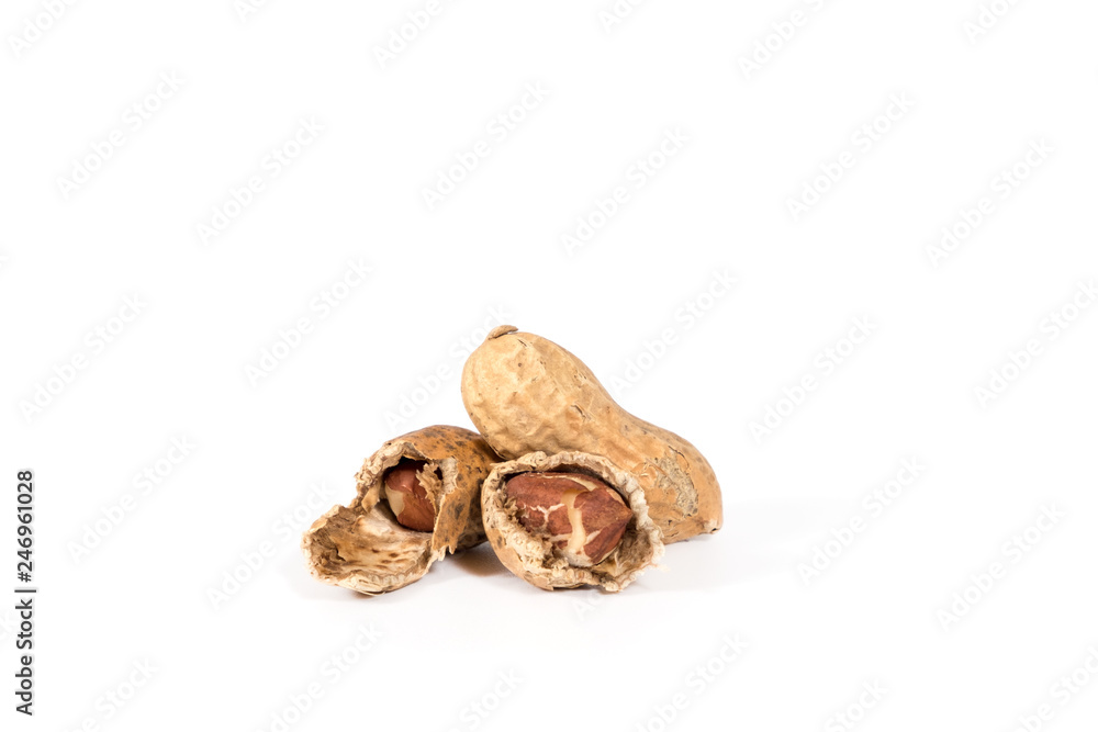 Raw tasty peanuts on white background Raw tasty peanuts on white background