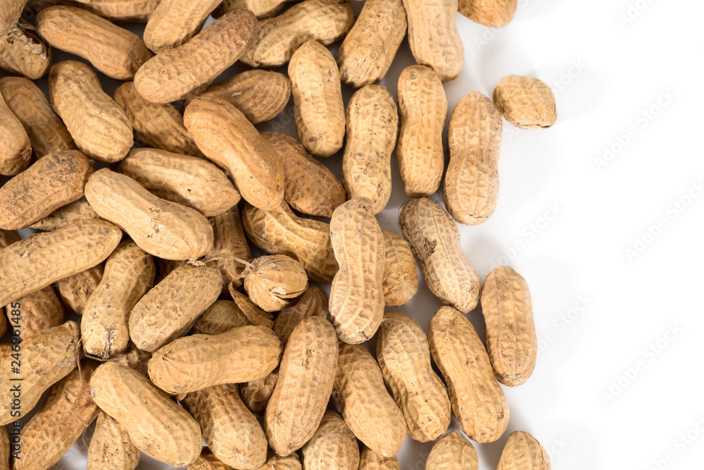 Raw tasty peanuts on white background Raw tasty peanuts on white background