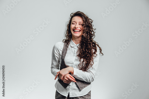 фотографія Portrait of attractive business woman on white background