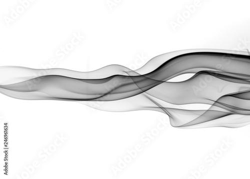 Black smoke on white background. abstract art, movement of smoke fire design