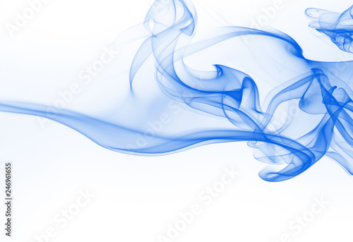 Blue smoke abstract on white background, ink water