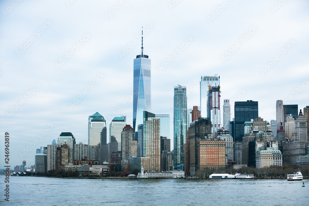 View Of Manhattan Skyline Over Hudson River View Of Manhattan Skyline Over Hudson River