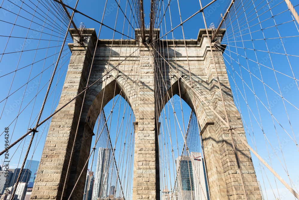 Fototapeta premium Close-up Of Brooklyn Bridge In New York City