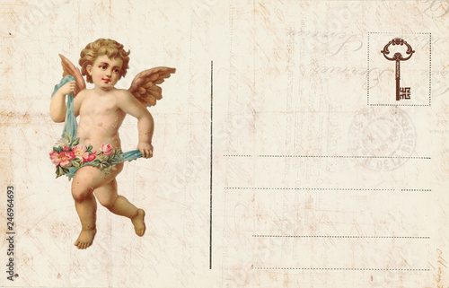 Fotografía Vintage Valentine Day Card with cherubs and heart