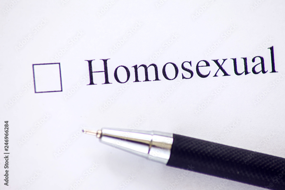 Checklist with a word Homosexual on white paper. Checkbox concept. Checklist with a word Homosexual on white paper. Checkbox concept.