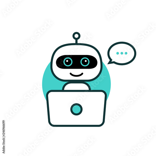 Robot icon. Chat Bot sign for support service concept. Chatbot character flat style