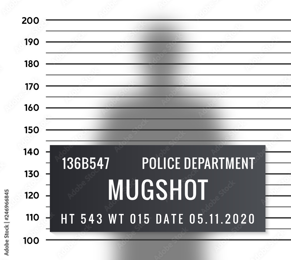 Police mugshot criminal template. Vector silhouette lineup criminal Police mugshot criminal template. Vector silhouette lineup criminal