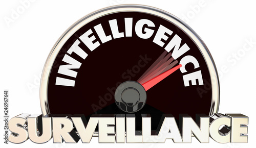 Obraz na płótnie Surveillance Intelligence Collection Speedometer 3d Illustration