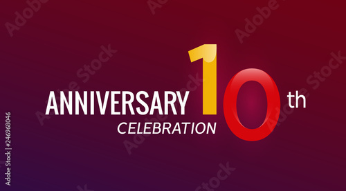 10th anniversary celebration logo icon. 10 anniversary badge design sign birthday