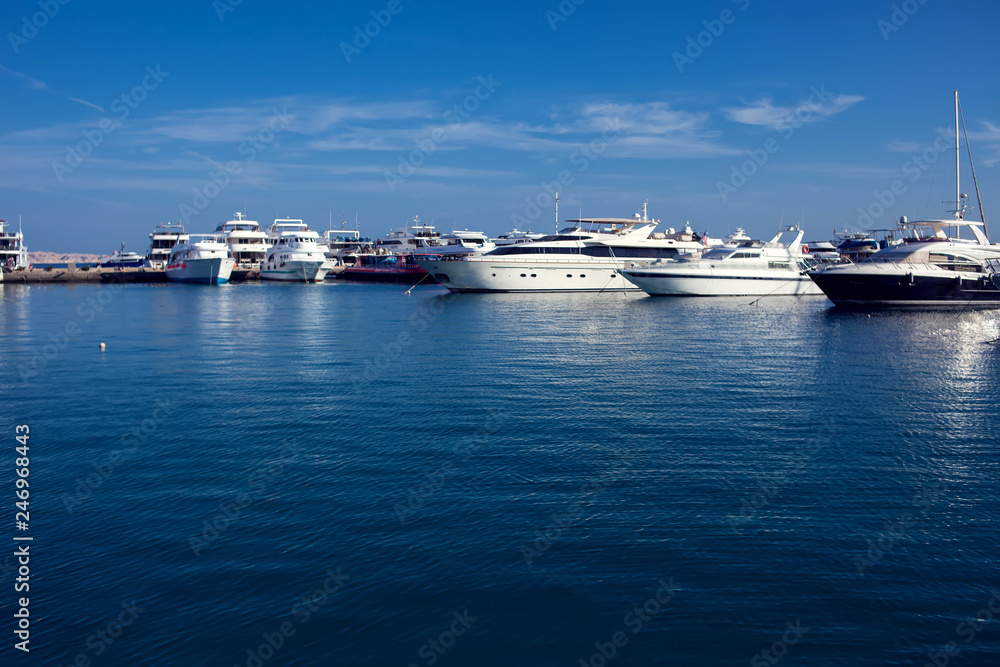 Hurghada, Egypt - 2018 December - Yachts parking in the New Marina