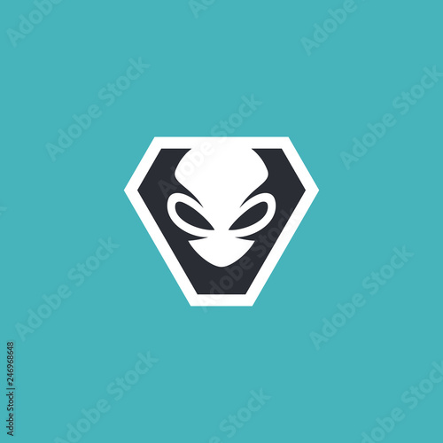 Alien head illustration for logo and tshirt design