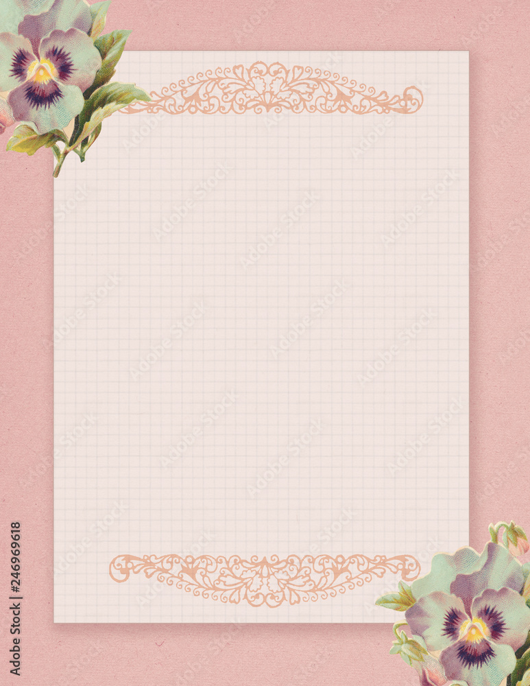Vintage floral illustration printable backgrounds with space for text 