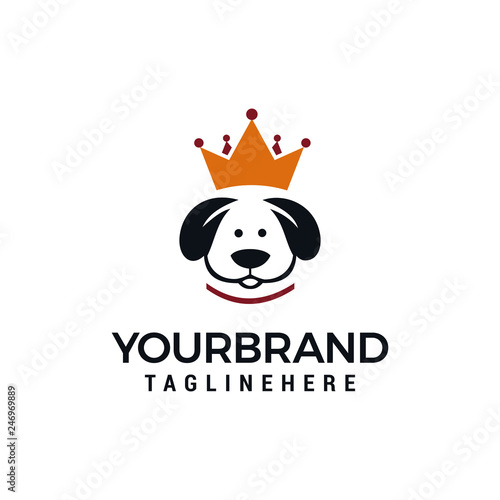 king dog logo design concept , dog crown vector logo design template