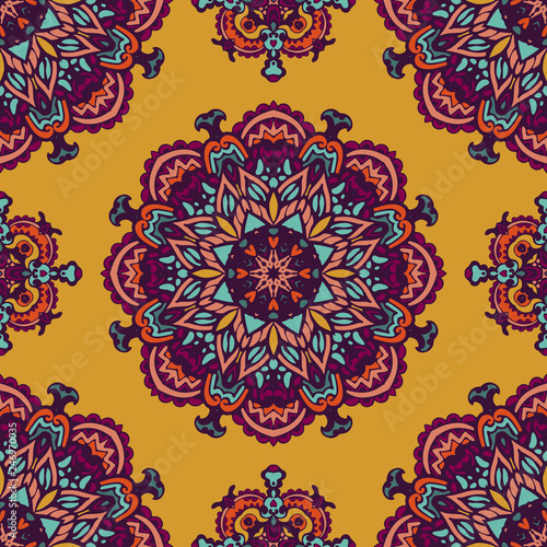 Colorful Tribal Ethnic Festive Abstract Floral Vector Pattern