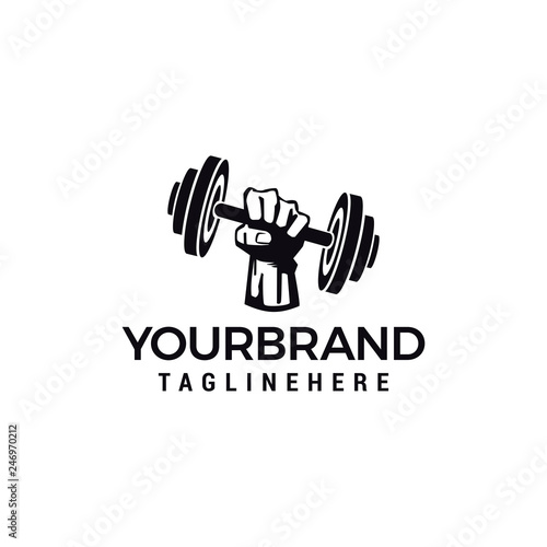 hand barbel Vector logo design for fitness club design vector template