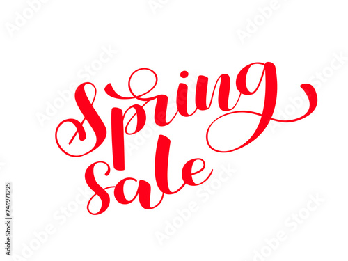 Spring sale brush lettering. Vector illustration