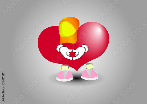 Shows heart hands love