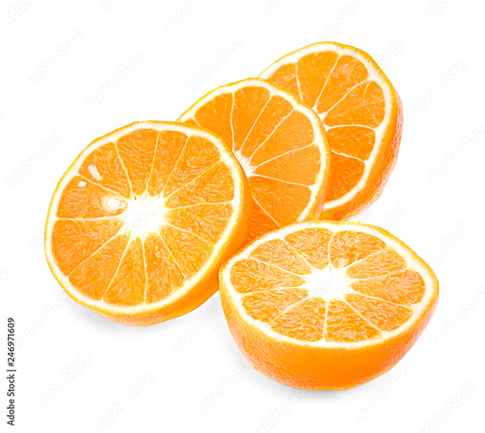Orange fruit. Orang slice isolate on white. With clipping path.