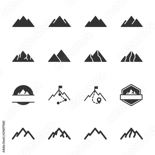 Fototapeta Naklejka Na Ścianę i Meble -  Vector set of mountain icons.