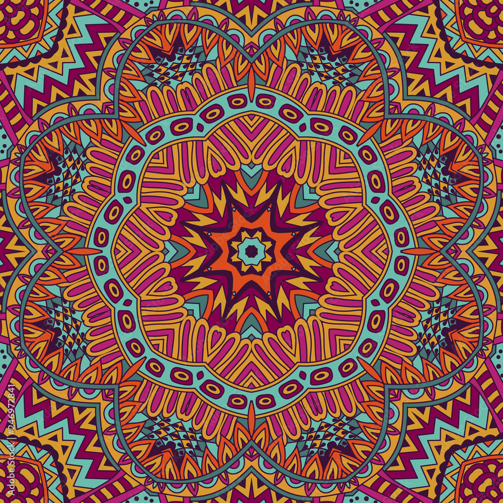 Kaleidoscopic psychedelic design mandala medallion doodle pattern
