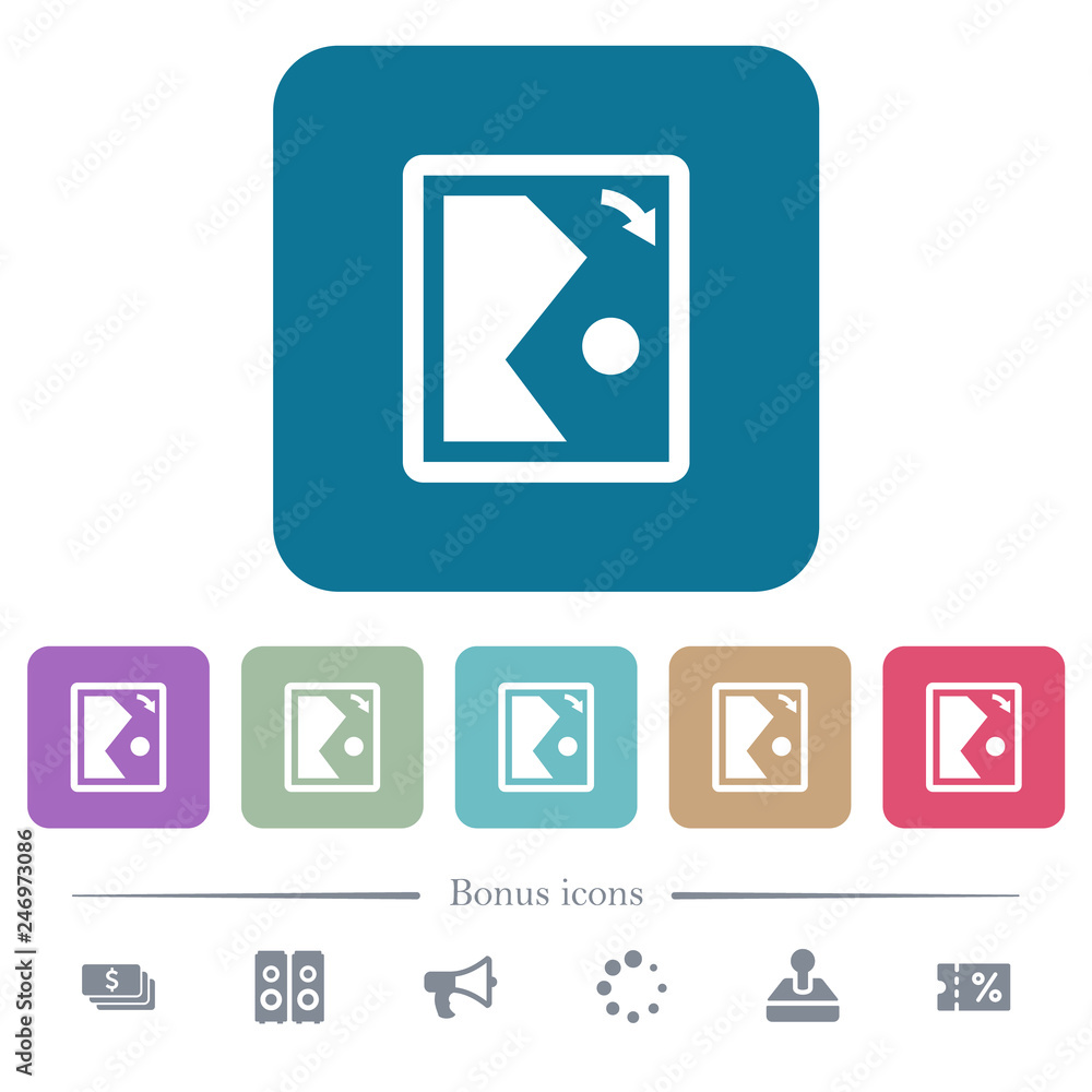 Rotate image right flat icons on color rounded square backgrounds Rotate image right flat icons on color rounded square backgrounds