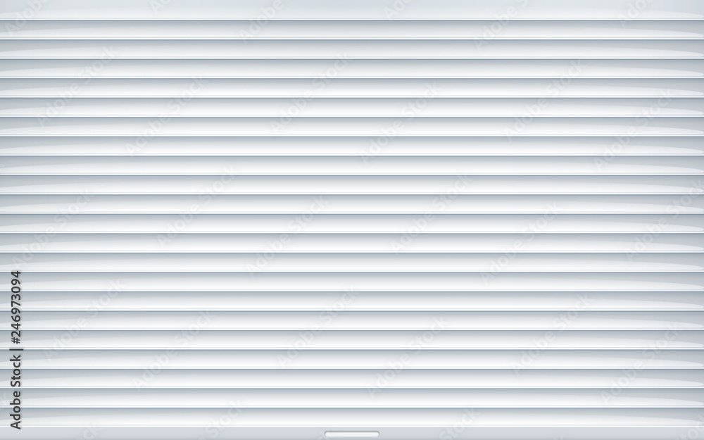 Fototapeta premium Rolling shutter metal gate vector door. Entrance roller warehouse door background