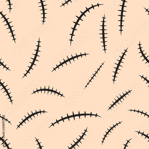 Scar seamless pattern. Scratch vector skin wound background