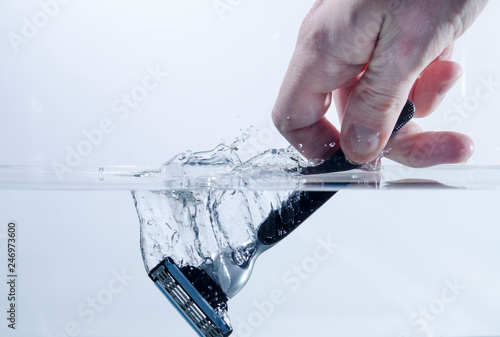 Washing a Razor in Water