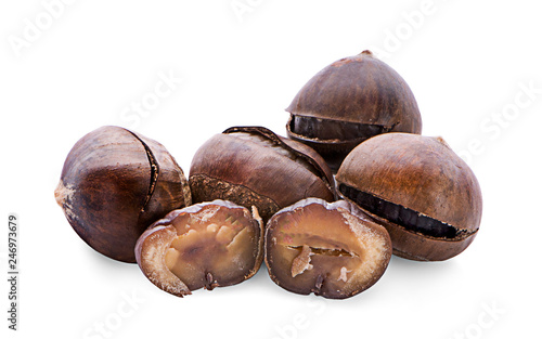 Chestnuts on white background.