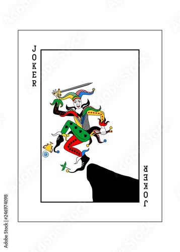 the playing card for poker with joker and elements