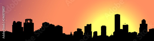Silhouette of the city at night.