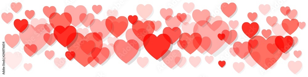 Valentine's Day Banner Living Coral Pantone Colour of the Year 2019 Hearts on a white background Valentine's Day Banner Living Coral Pantone Colour of the Year 2019 Hearts on a white background